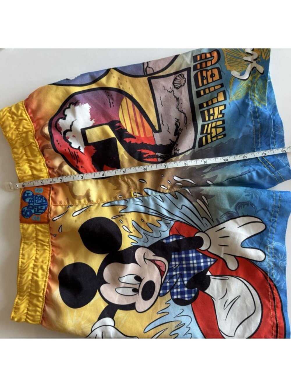 Vintage Disney Mickey Mouse Malibu Surf Swim Trunks Vibrant Summer Graphic Boy - Picture 10 of 11